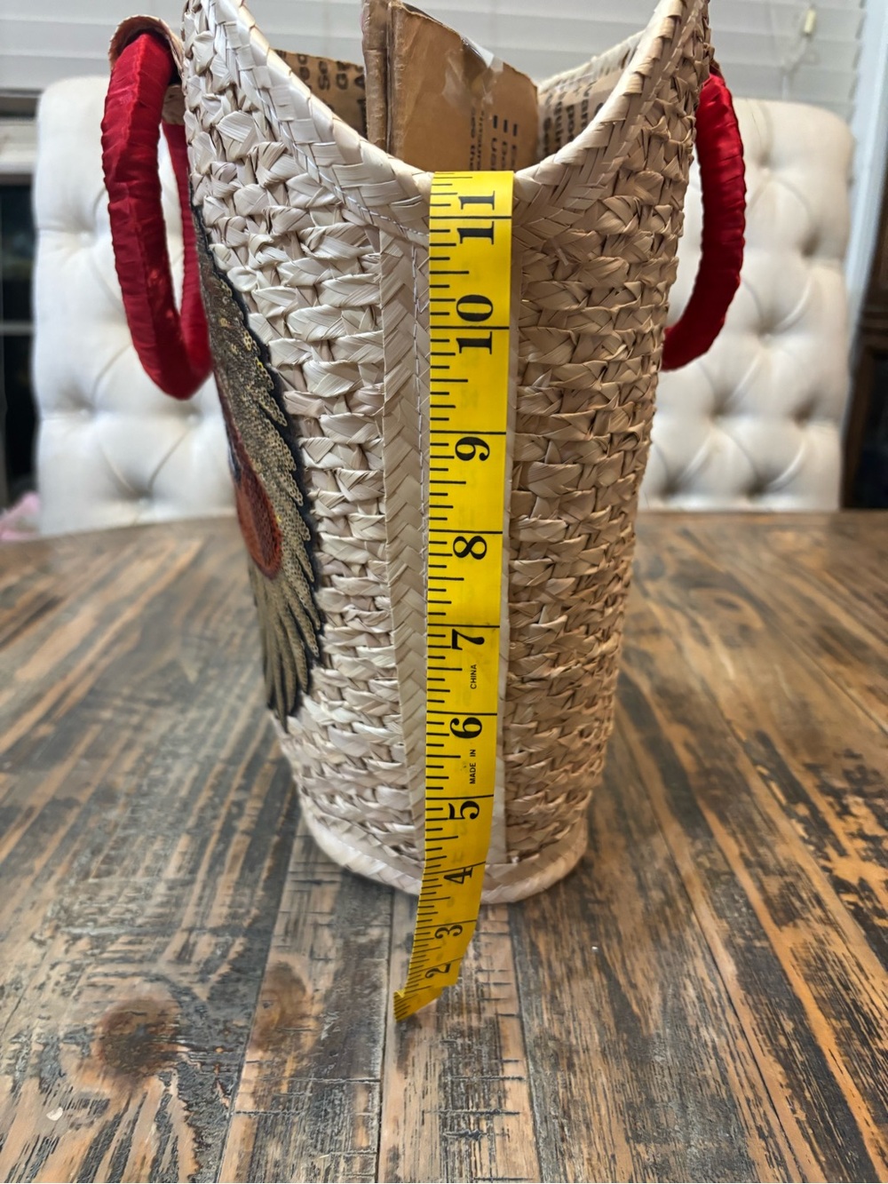 Woven Straw Sequin Wing and Lips
Tote with Red Handle - Picture 13 of 14
